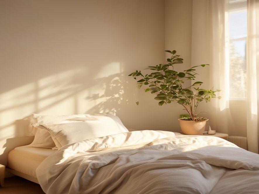 Peaceful recovery space with soft lighting and minimal furnishings